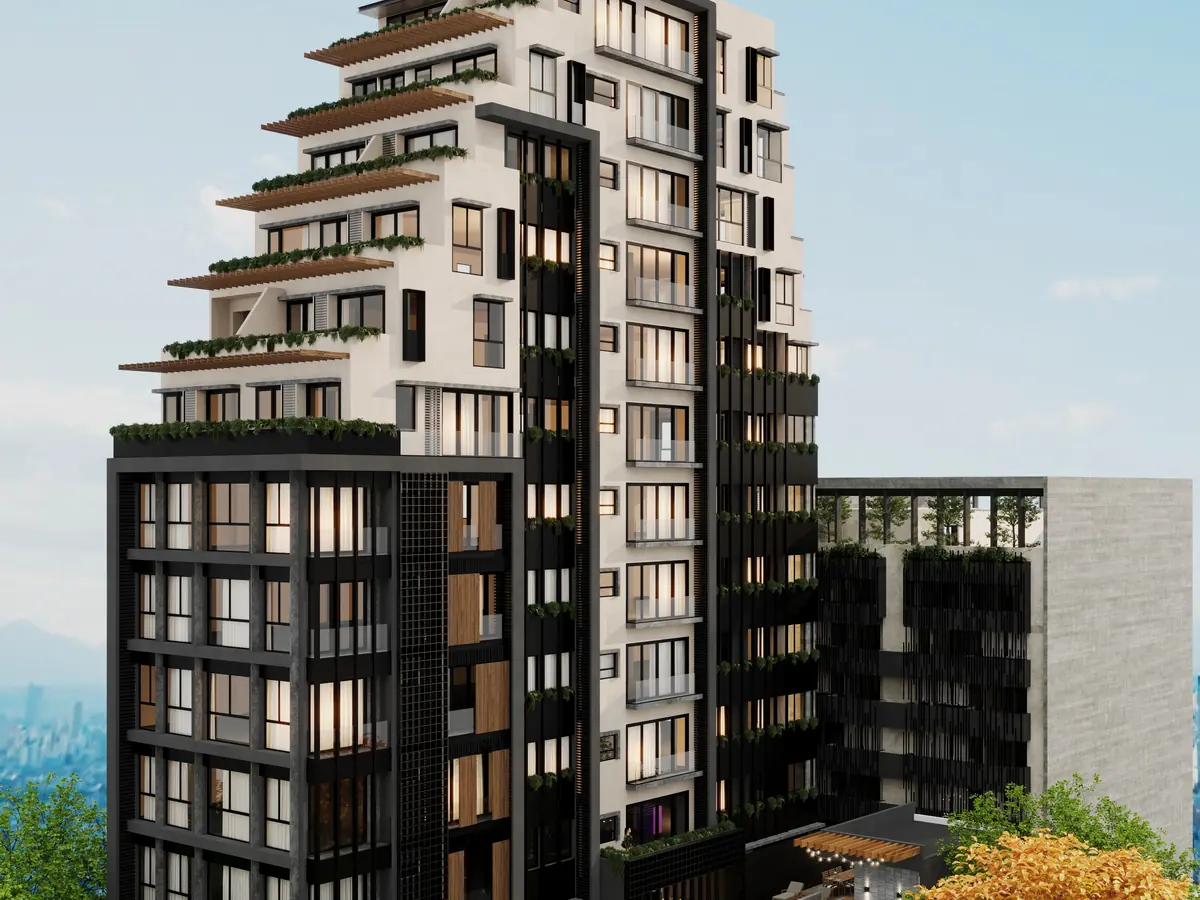 Fachada del desarrollo MH Living en Jardines del Bosque, Guadalajara