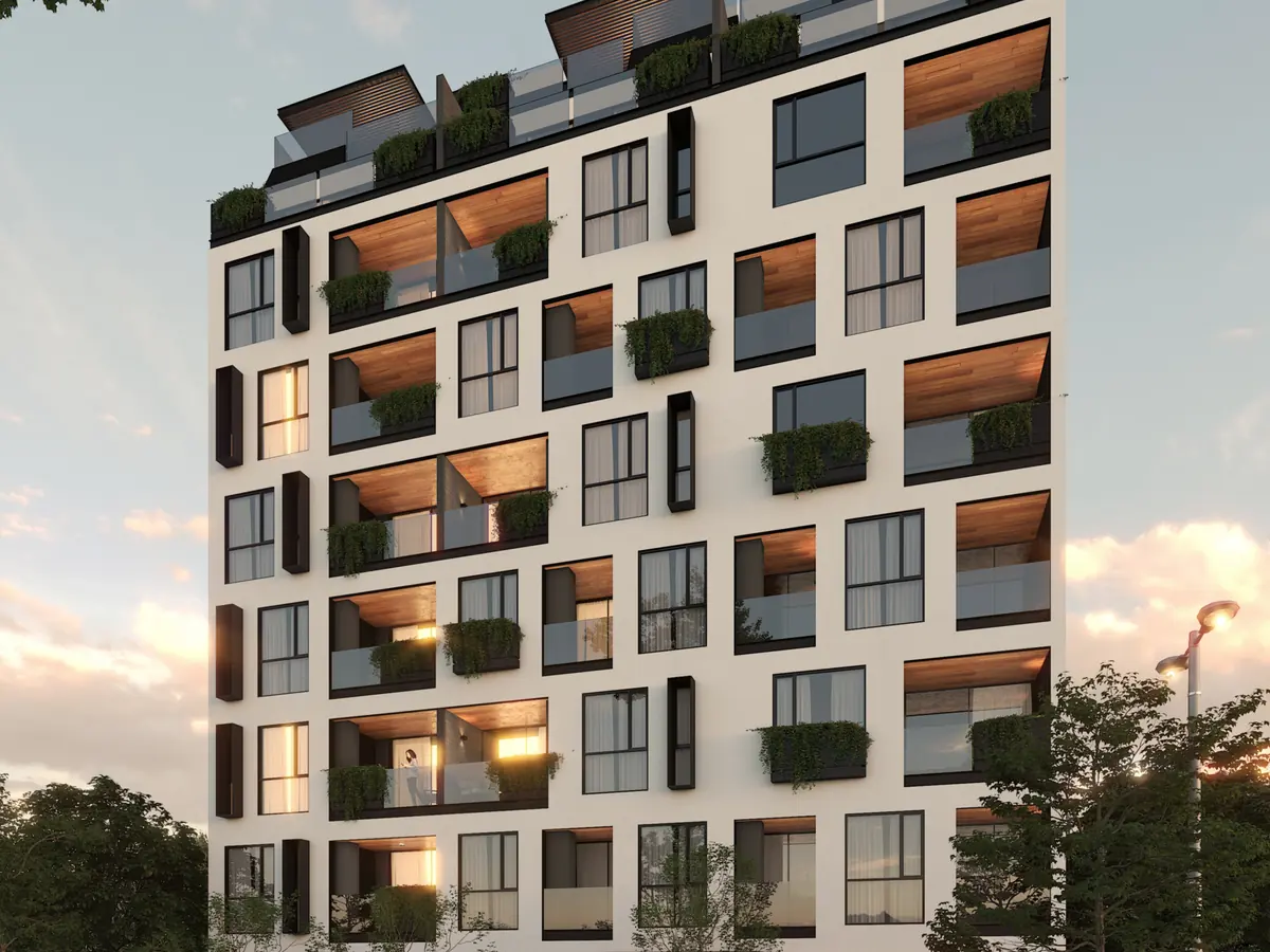 Fachada del desarrollo Treeview en Providencia, Guadalajara